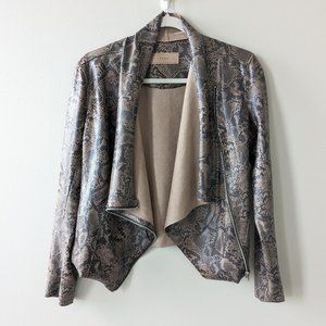 BLANK NYC Faux Suede Leather Snakeskin Moto Jacket